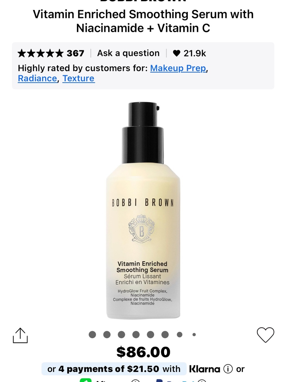 NEW UNUSED Bobbi Brown Vitamin Enriched Smoothing Serum